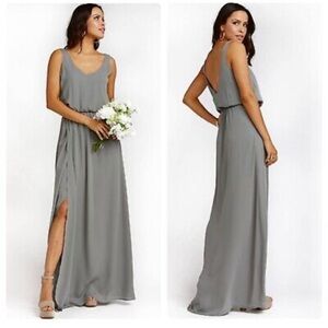 Show me your MuMu Kendall maxi dress wedding women M gown gray event party retro